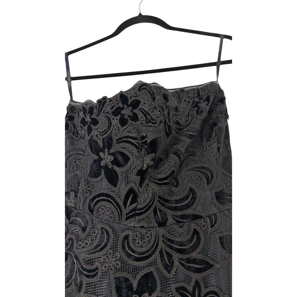 Shoshanna Anessa Black Velvet Floral Strapless Maxi Dress Size 2 - Picture 6 of 12